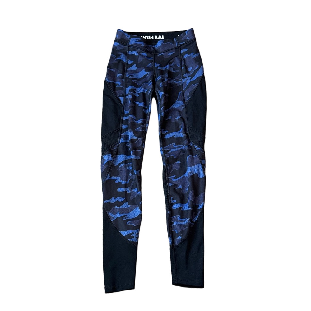 Adidas Ivy Park Blue Camo Leggings SIZE XS High Waisted Athletic Gym Workout